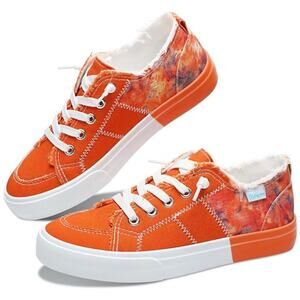 Obtaom Women's Play Fashion Sneaker Orange Color Tie Dye Canvas 11 BA2